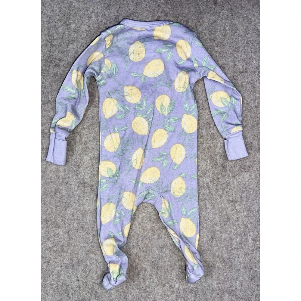 Members Mark Baby Girl 3 Month Full Zip Sleeper Purple Lemons